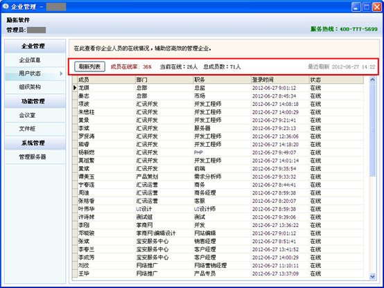 智能通信汇讯用户状态管理